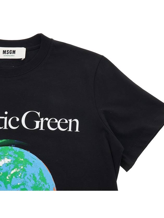 Fantastic Green Logo Short Sleeve T-Shirt Black - MSGM - BALAAN 5