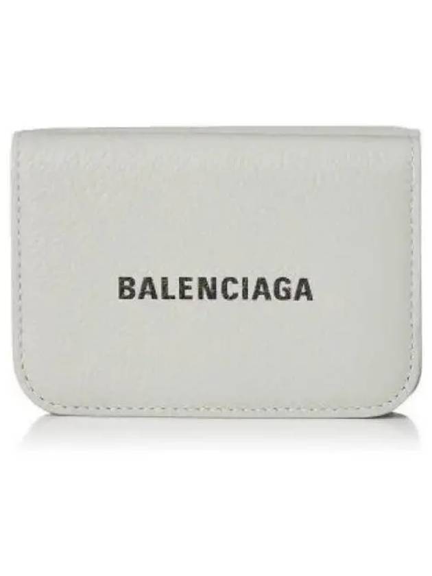 Logo Tripold Leather Half-Wallet Light Grey - BALENCIAGA - BALAAN 2