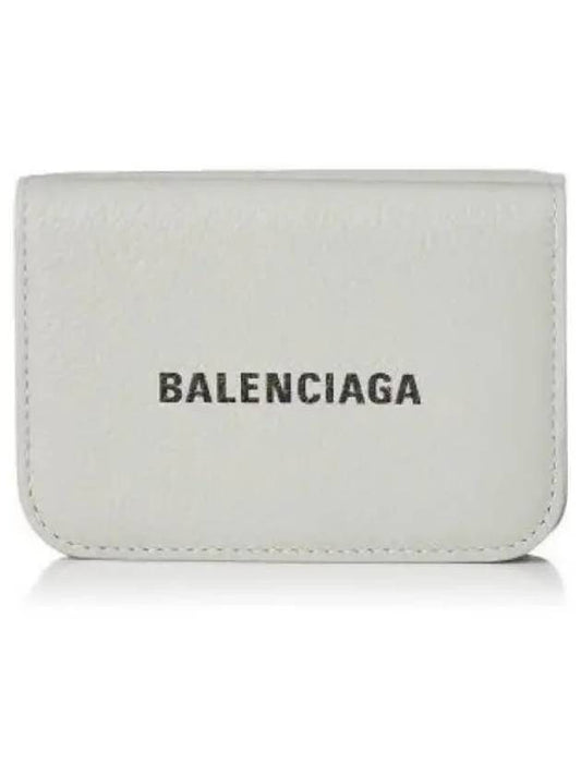 Logo Tripold Leather Half-Wallet Light Grey - BALENCIAGA - BALAAN 2