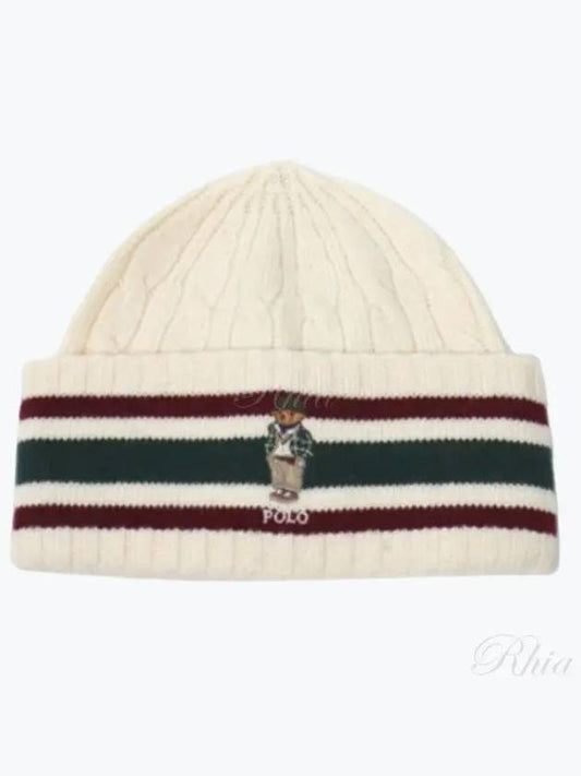 Polo Bear Cable Cricket Knit Beanie Beige - POLO RALPH LAUREN - BALAAN 2