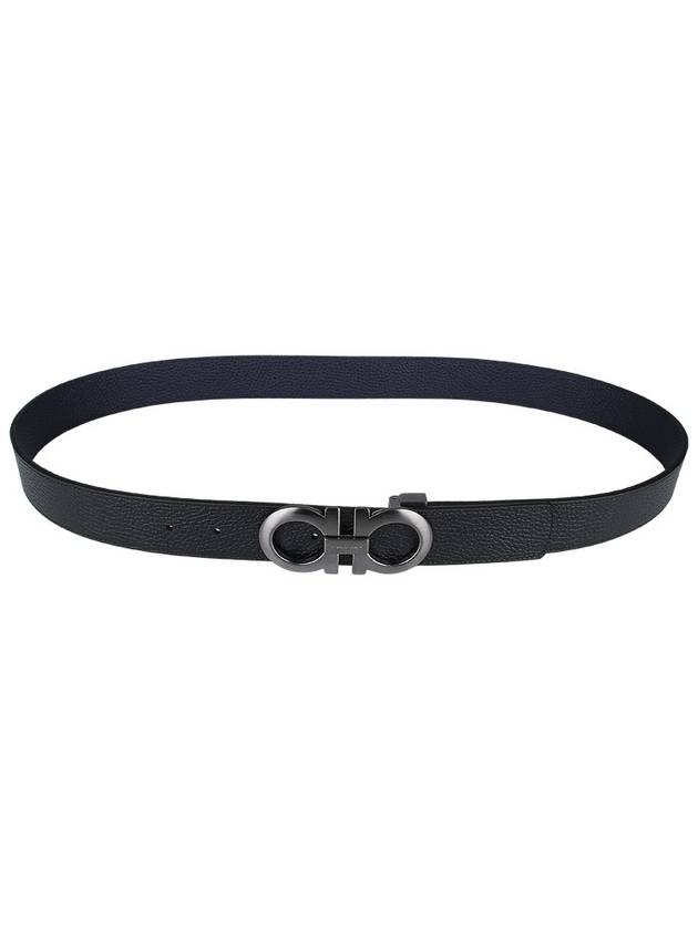 Gancini Reversible Adjustable Leather Belt Midnight Blue - SALVATORE FERRAGAMO - BALAAN 9