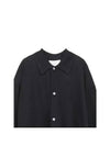 Long sleeve polo cardigan PALM SNM 1159 DARKEST NAVY - STUDIO NICHOLSON - BALAAN 3