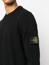 Logo Patch Crew Neck Wool Knit Top Black - STONE ISLAND - BALAAN 6