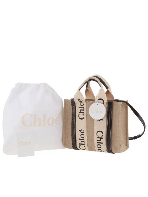 Woody Small Canvas Tote Bag Navy Beige - CHLOE - BALAAN 5