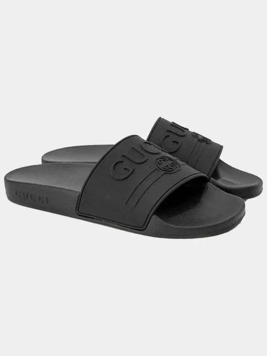 embossed logo rubber slippers black - GUCCI - BALAAN 2