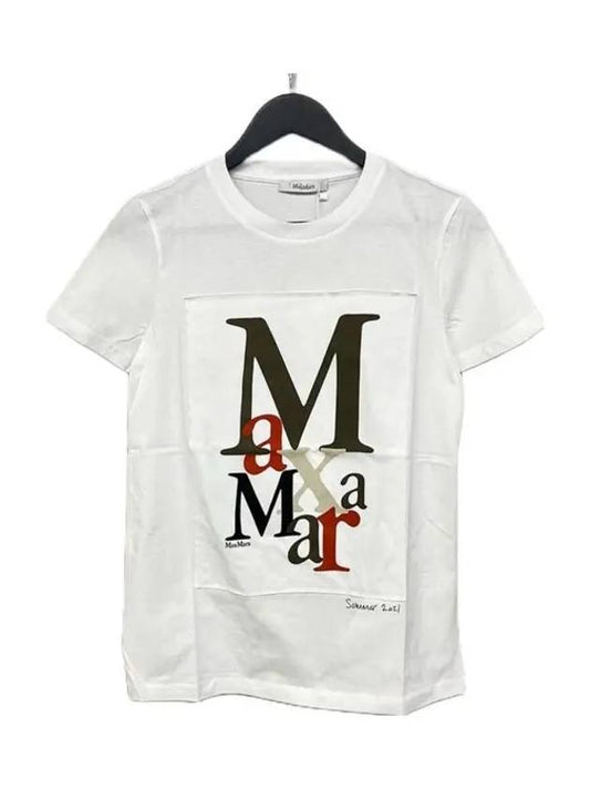 19410212 600 011 Logo Short Sleeve TShirt White - MAX MARA - BALAAN 1