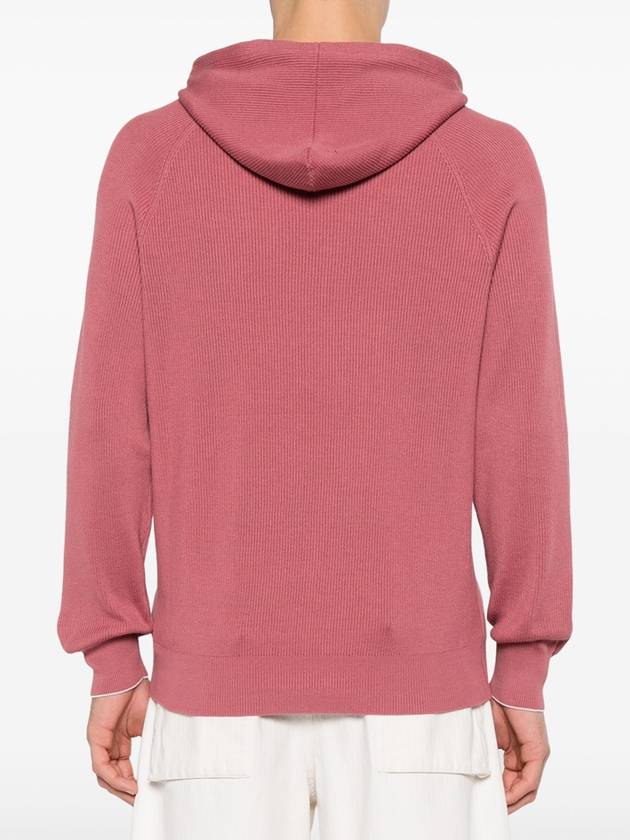 Drawstring Intarsia Knit Hoodie Fuchisa - BRUNELLO CUCINELLI - BALAAN 5