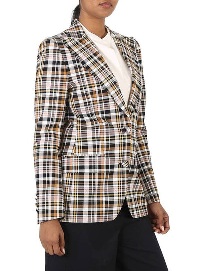 Burberry Ladies Snowhill Plaid Blazer in Bright Toffee Check, Brand Size 4 (US Size 2) - BURBERRY - BALAAN 2