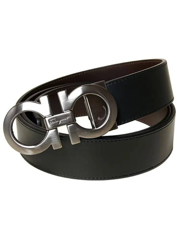 Gancini Reversible Adjustable Leather Belt Black Dark Brown - SALVATORE FERRAGAMO - BALAAN 5