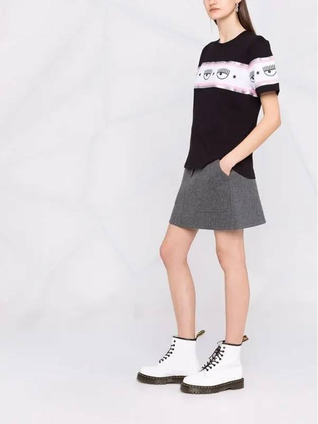 Eye Logo Cotton Short Sleeve T-Shirt Black - CHIARA FERRAGNI - BALAAN 5