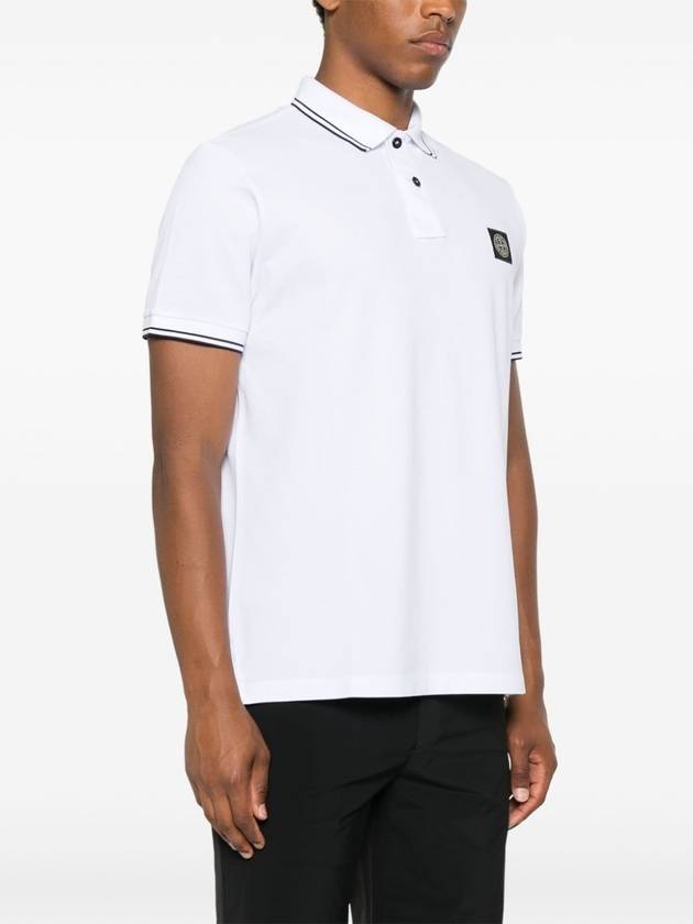 Logo Patch Polo Shirt White - STONE ISLAND - BALAAN 4