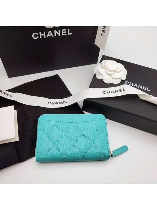 Classic caviar zipper aqua blue gold AP3686 - CHANEL - BALAAN 2