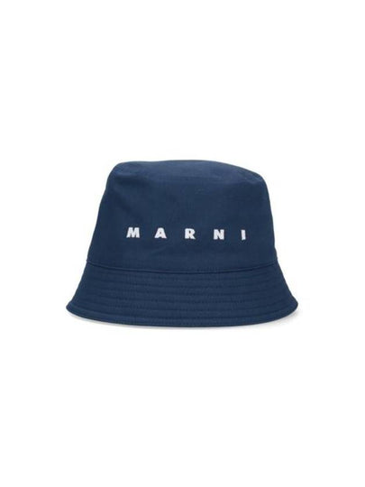 Embroidered Logo Cotton Bucket Hat Navy - MARNI - BALAAN 2