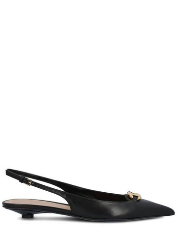 V Logo Bold Edition Sling Back Ballerina Black - VALENTINO - BALAAN 1