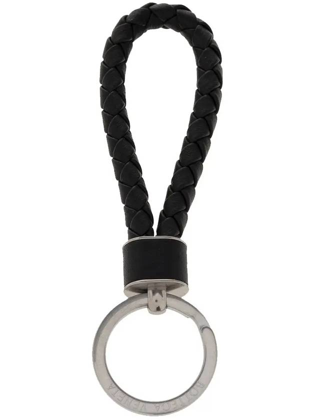 Intrecciato Leather Key Holder  Black - BOTTEGA VENETA - BALAAN 3