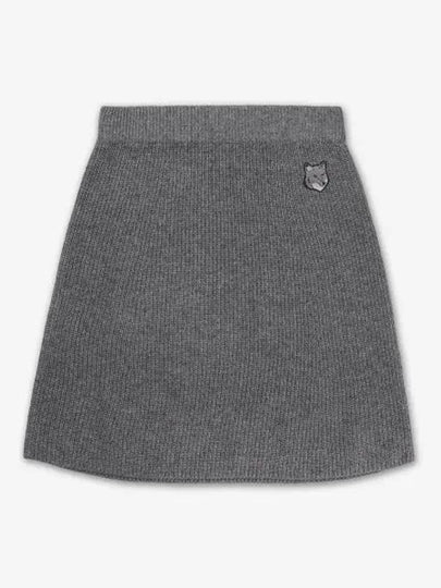 Fox Head Patch Skirt Medium Grey Melange - MAISON KITSUNE - BALAAN 2