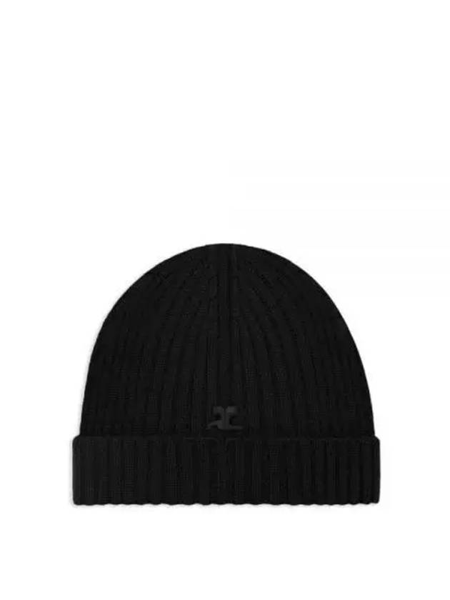 Logo Patch Ribbed Beanie Black - COURREGES - BALAAN 2