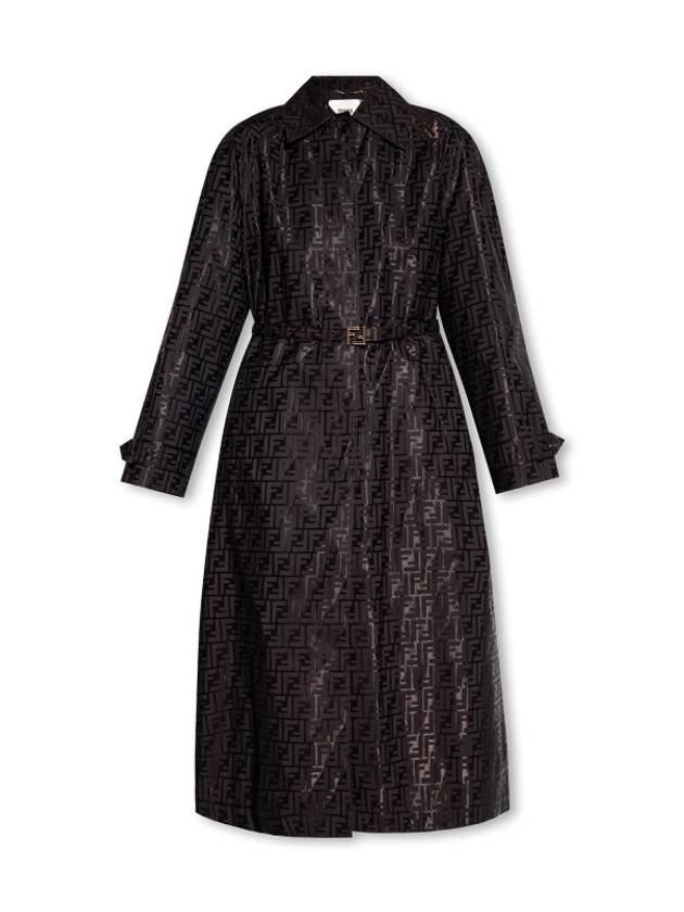 Cotton Blend Trench Coat Dark Brown - FENDI - BALAAN 2