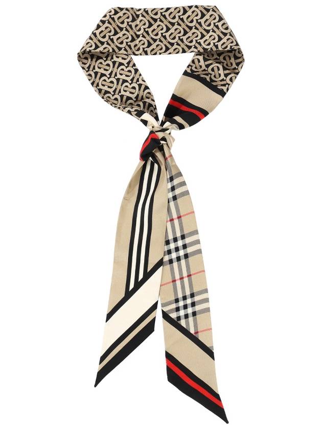 Montage Print Silk Skinny Scarf Archive Beige - BURBERRY - BALAAN 2