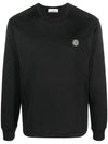 Cotton Jersey Long Sleeve T Shirt Black - STONE ISLAND - BALAAN 3