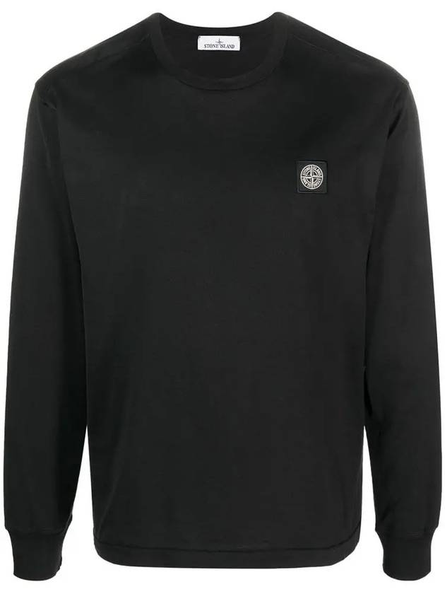 Cotton Jersey Long Sleeve T Shirt Black - STONE ISLAND - BALAAN 3