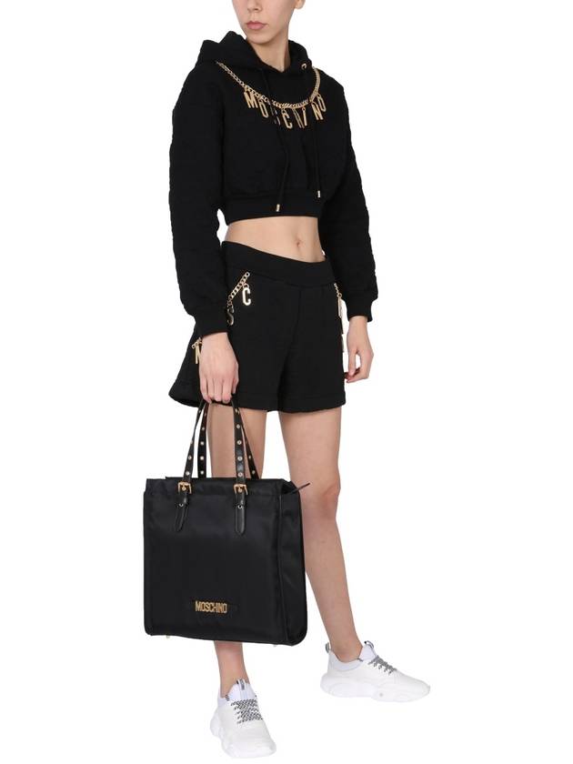 Women's Logo Jewel Chain Shorts Black - MOSCHINO - BALAAN 3