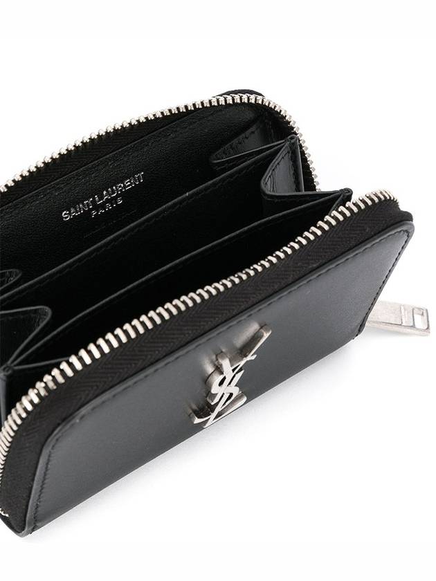 Monogram Zipper Silver Card Wallet Black - SAINT LAURENT - BALAAN 5