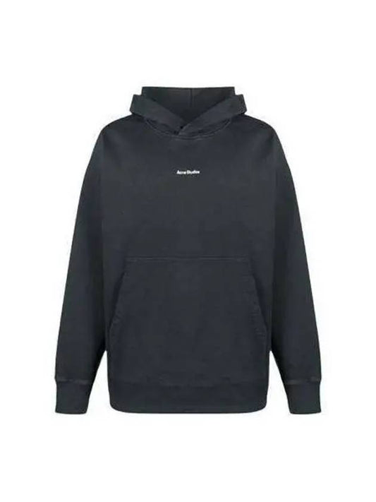 Women s Organic Oversized Logo Hooded Long Sleeve Black BI0182 - ACNE STUDIOS - BALAAN 1