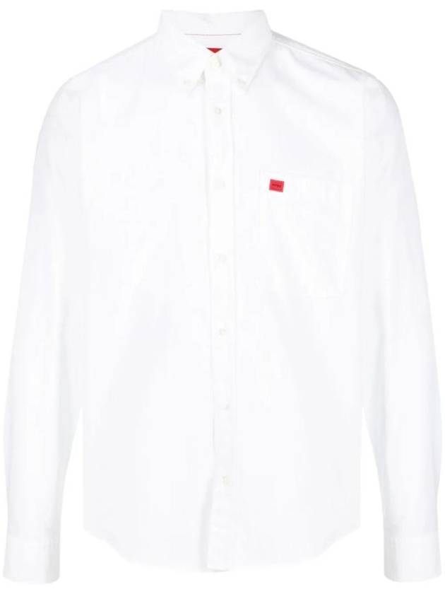 Men's Button Down Slim Fit Oxford Cotton Long Sleeve Shirt White - HUGO BOSS - BALAAN 1