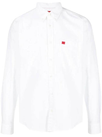 Men's Button Down Slim Fit Oxford Cotton Long Sleeve Shirt White - HUGO BOSS - BALAAN 1