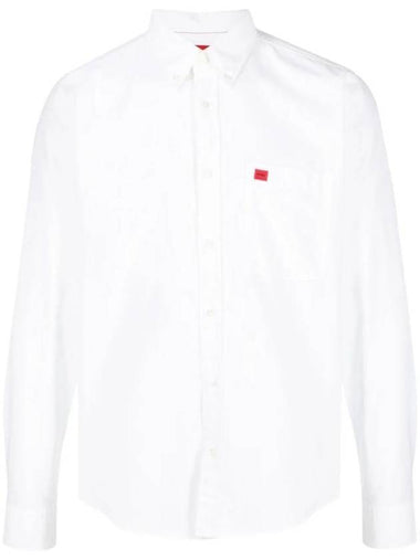 Men's Button Down Slim Fit Oxford Cotton Long Sleeve Shirt White - HUGO BOSS - BALAAN 1