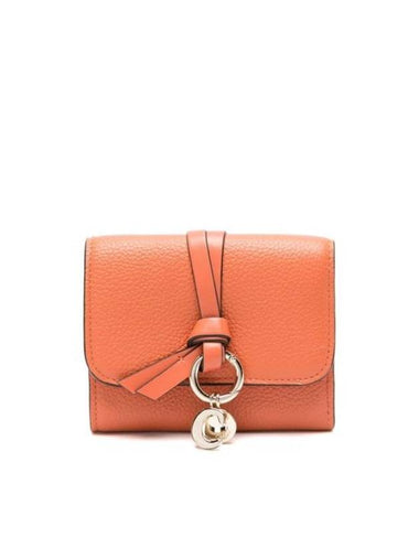 Alphabet Grain Leather Flap Small Half Wallet Orange - CHLOE - BALAAN 1