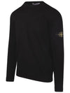 Raw Hand Cotton Crewneck Knit Top Black - STONE ISLAND - BALAAN 4