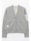 4-Bar Loopback Jersey Cardigan Light Grey - THOM BROWNE - BALAAN 2