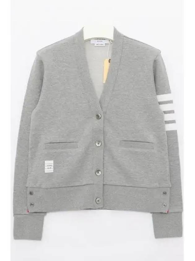 4-Bar Loopback Jersey Cardigan Light Grey - THOM BROWNE - BALAAN 2