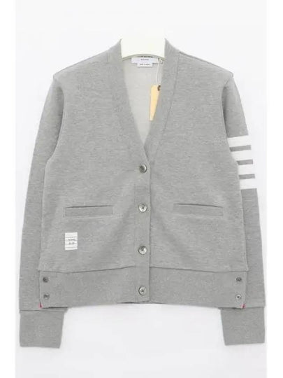 4-Bar Loopback Jersey Cardigan Light Grey - THOM BROWNE - BALAAN 2