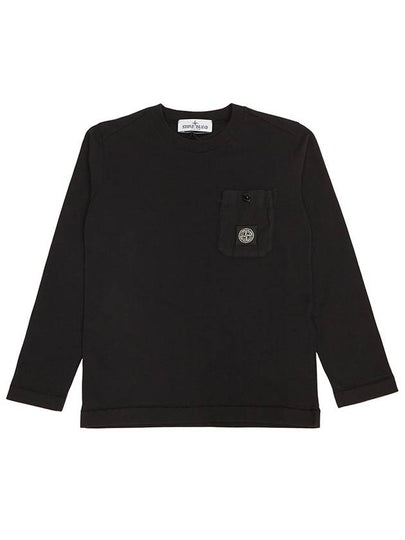 Kids Logo Patch Pocket Long Sleeve T-Shirt Black - STONE ISLAND - BALAAN 2