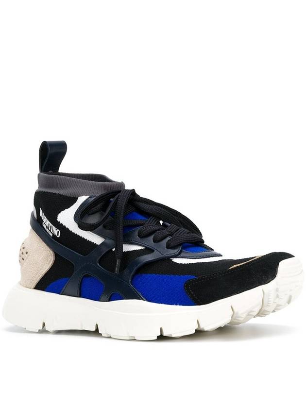 Garavani Sound High fabric and leather sneakers - VALENTINO - BALAAN 4