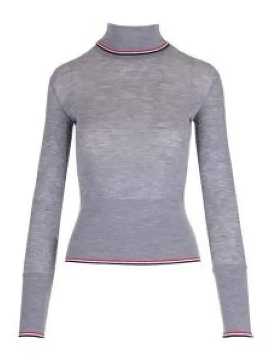 Women's Wool Rib Turtleneck Grey - THOM BROWNE - BALAAN 2