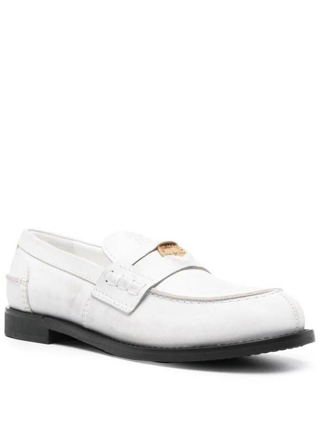 Penny Brushed Leather Loafers White - MIU MIU - BALAAN 3