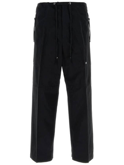 logo patch drawstring straight pants black - FENDI - BALAAN 2