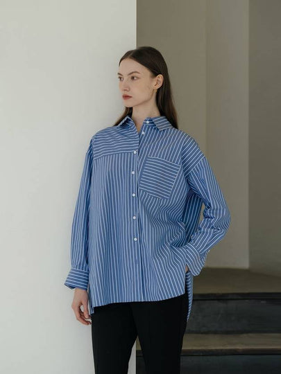 Oversized Striped Shirt Blue - YOUNESS - BALAAN 2