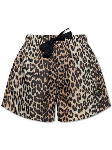 Ganni Animal Print Shorts, Women's, Beige - GANNI - BALAAN 1