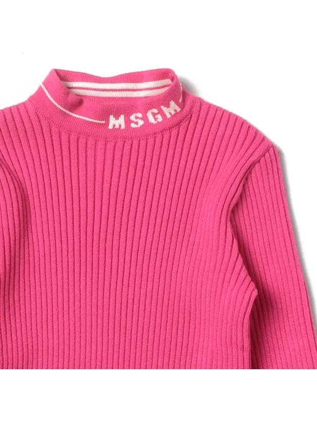 Kids Neckline Logo Ribbed Knit Pink MS029179 044 - MSGM - BALAAN 4