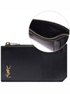 Monogram Leather Gold Zipper Card Wallet Black - SAINT LAURENT - BALAAN 2