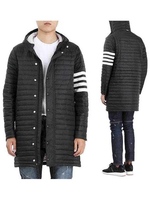 Men's 4 Bar Hooded Padding Black - THOM BROWNE - BALAAN 2