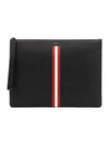 Logo Patch Leather Clutch Bag Black - BALLY - BALAAN 1