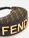 Fendigraphy FF Logo Small Fabric Hobo Shoulder Bag Brown - FENDI - BALAAN 6