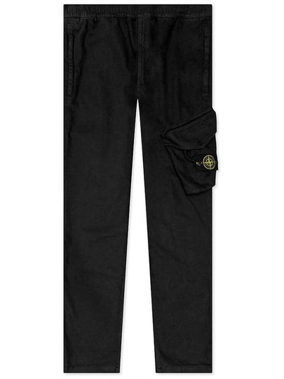 Brushed Textured Recycled Cotton Cargo Pants Black - STONE ISLAND - BALAAN 2