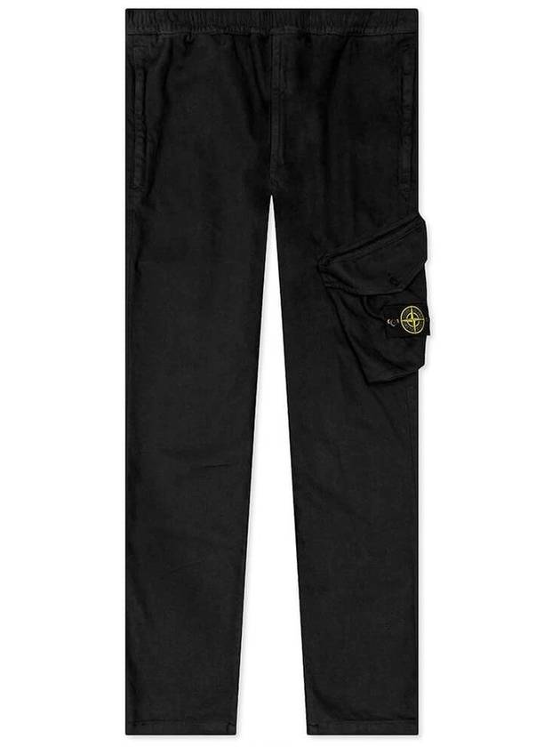 Brushed Textured Recycled Cotton Cargo Pants Black - STONE ISLAND - BALAAN 2